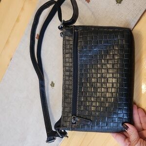 Jack Georges Voyager Woven Collection Mini City Crossbody Black Unisex